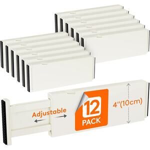 NEW in Box!! Lifewit 12 Pack Drawer Dividers Plastic 4" High, 11-17" Adjustable